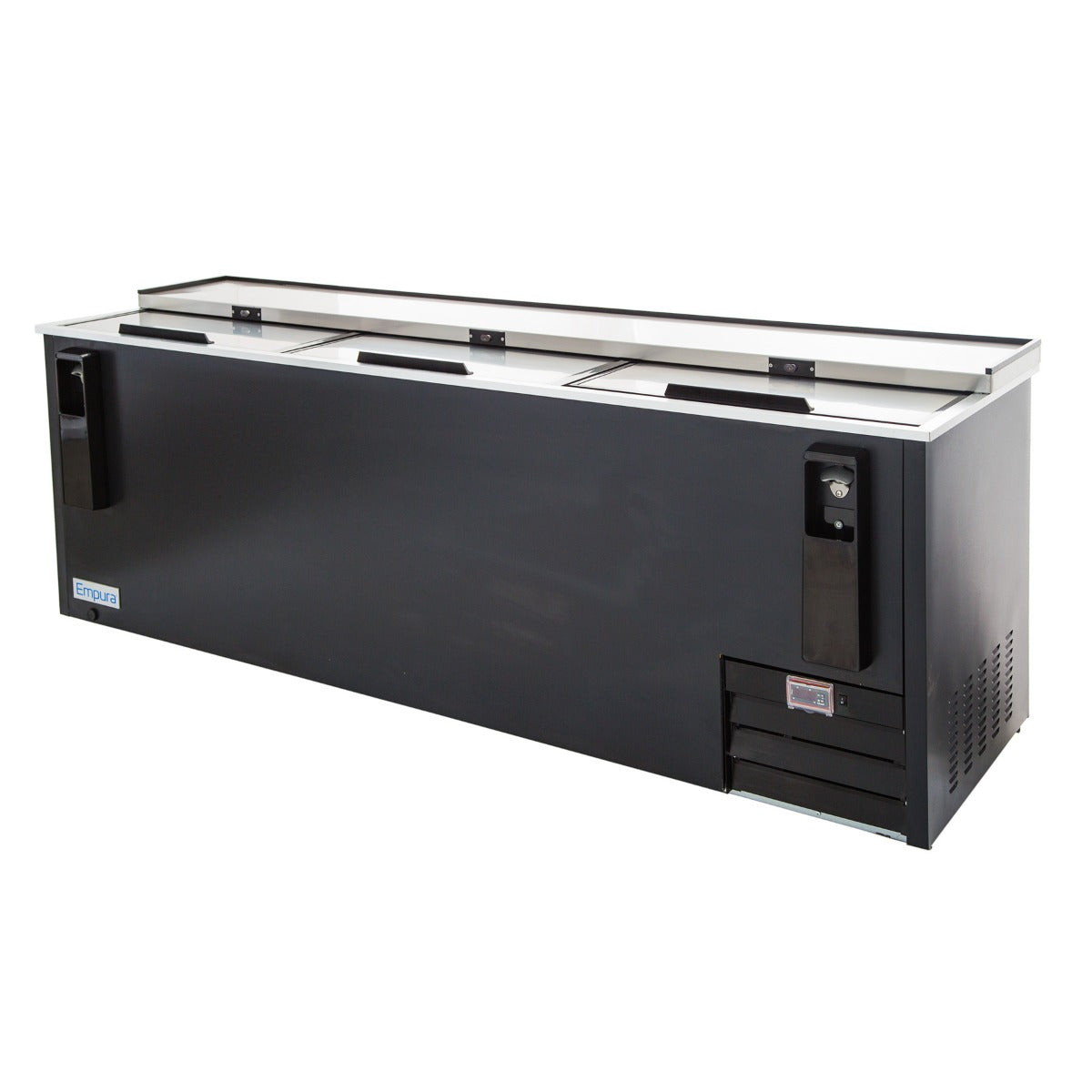 95" Powder Coated Black Stainless Steel Commercial Horizontal Bottle Cooler Bottle Cooler Empura