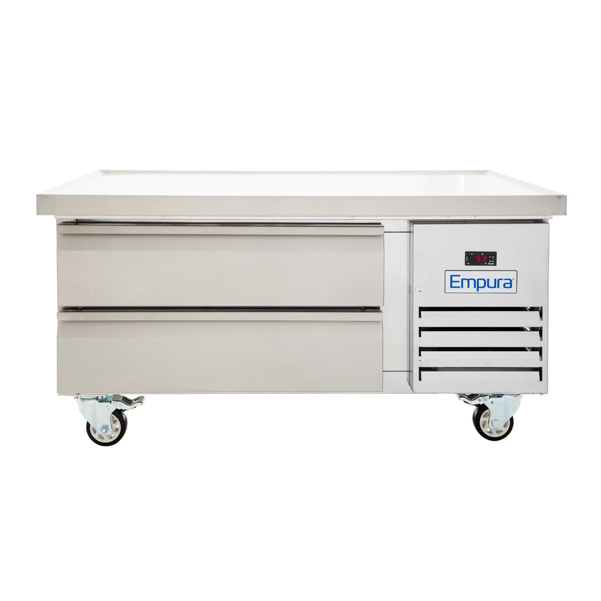 50" 2 Drawer Refrigerated Commercial Chef Base - 12" Depth Pan Equipment Stand, Refrigerated Base Empura