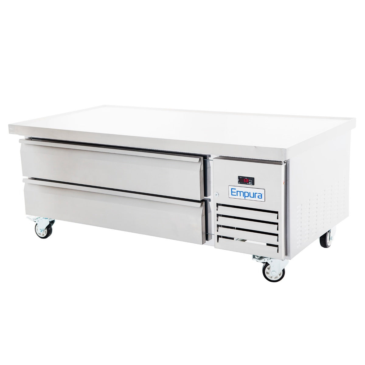 62" 2 Drawer Refrigerated Commercial Chef Base - 12" Depth Pan Equipment Stand, Refrigerated Base Empura