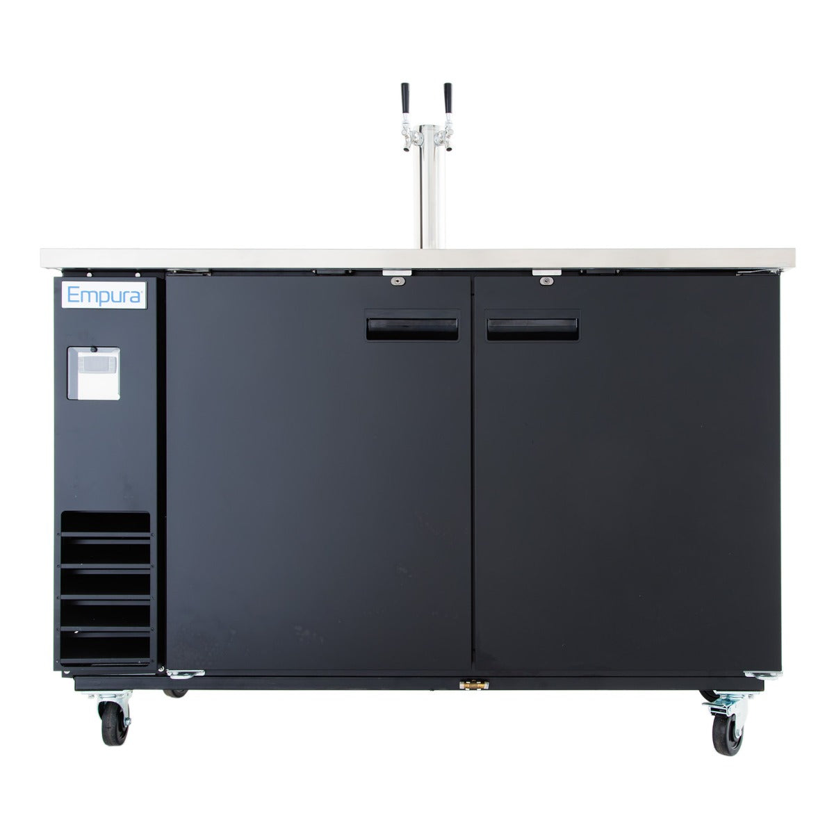 61" Double Tap Commercial Kegerator Beer Dispenser - Black Powder-Coated Steel, Holds (2) 1/2 Kegs Draft Beer Dispensing Tower Empura