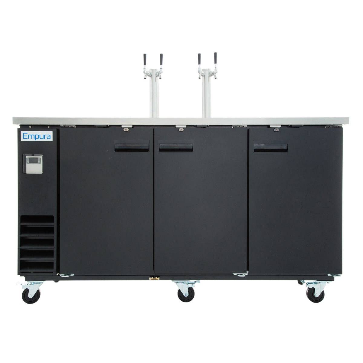 73" Dual Double Tap Commercial Kegerator Beer Dispenser - Black Powder-Coated Steel, Holds (3) 1/2 Kegs Draft Beer Dispensing Tower Empura
