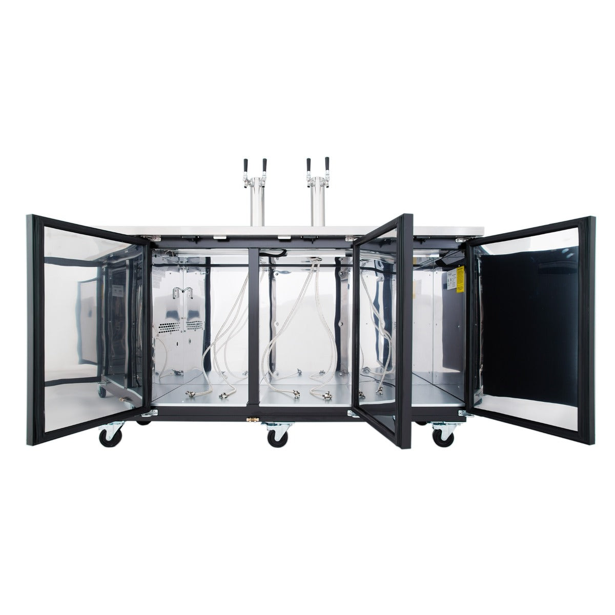 73" Dual Double Tap Commercial Kegerator Beer Dispenser - Black Powder-Coated Steel, Holds (3) 1/2 Kegs Draft Beer Dispensing Tower Empura