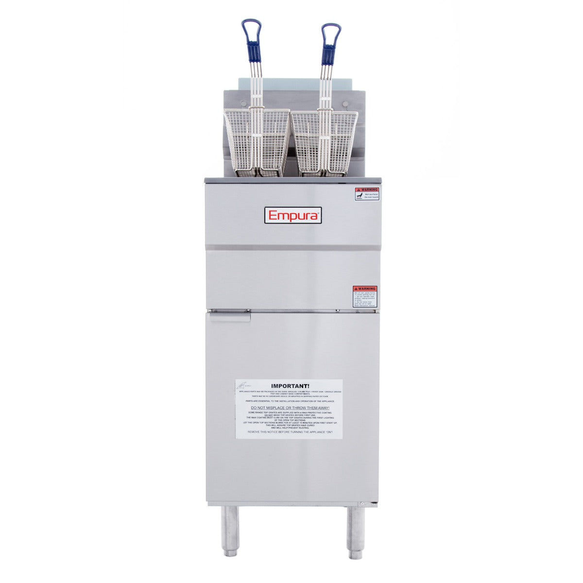 50 lb. Natural Gas Commercial Stainless Steel Floor Fryer - 120,000 BTU Fryer, Gas, Floor Model, Full Pot Empura