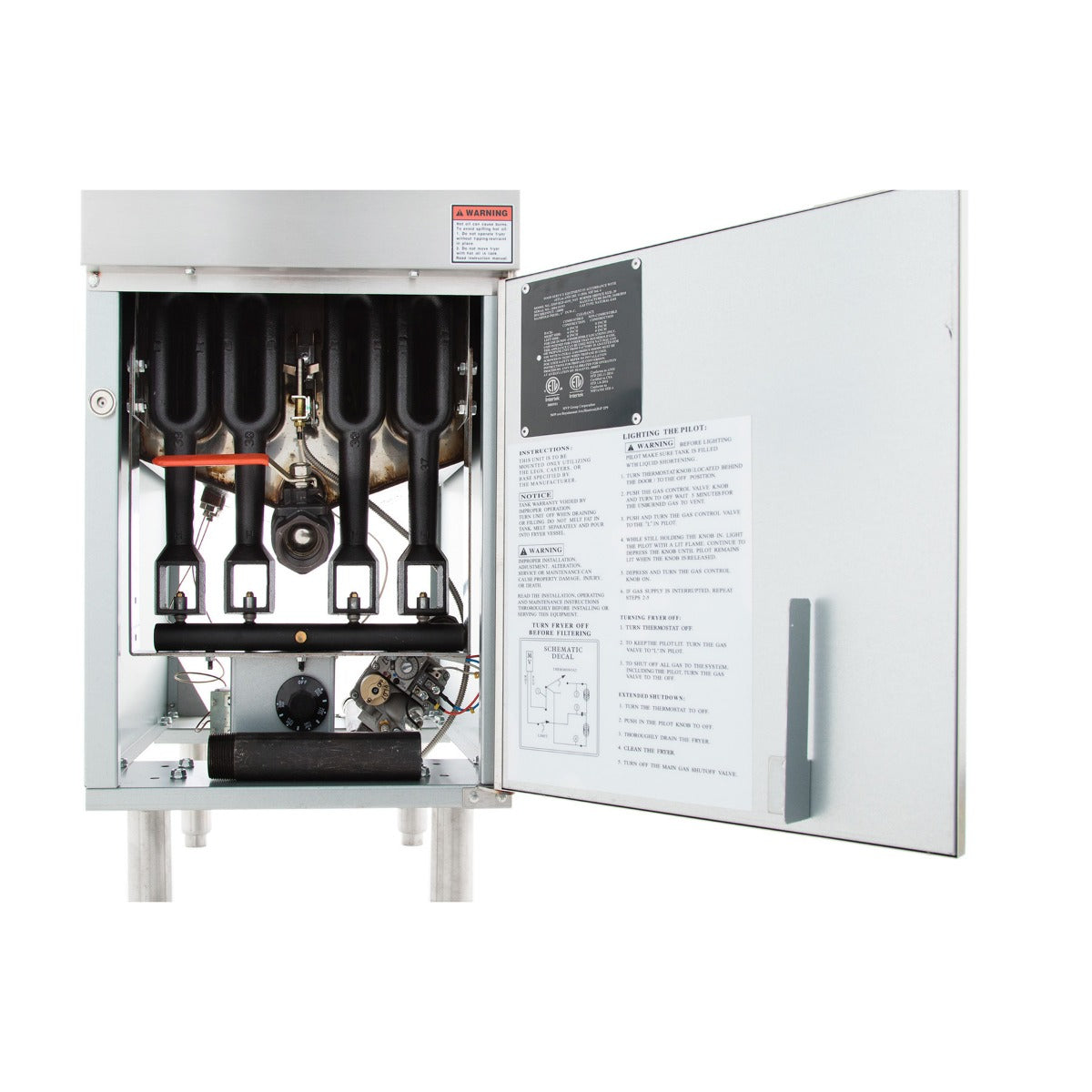 50 lb. Natural Gas Commercial Stainless Steel Floor Fryer - 120,000 BTU Fryer, Gas, Floor Model, Full Pot Empura