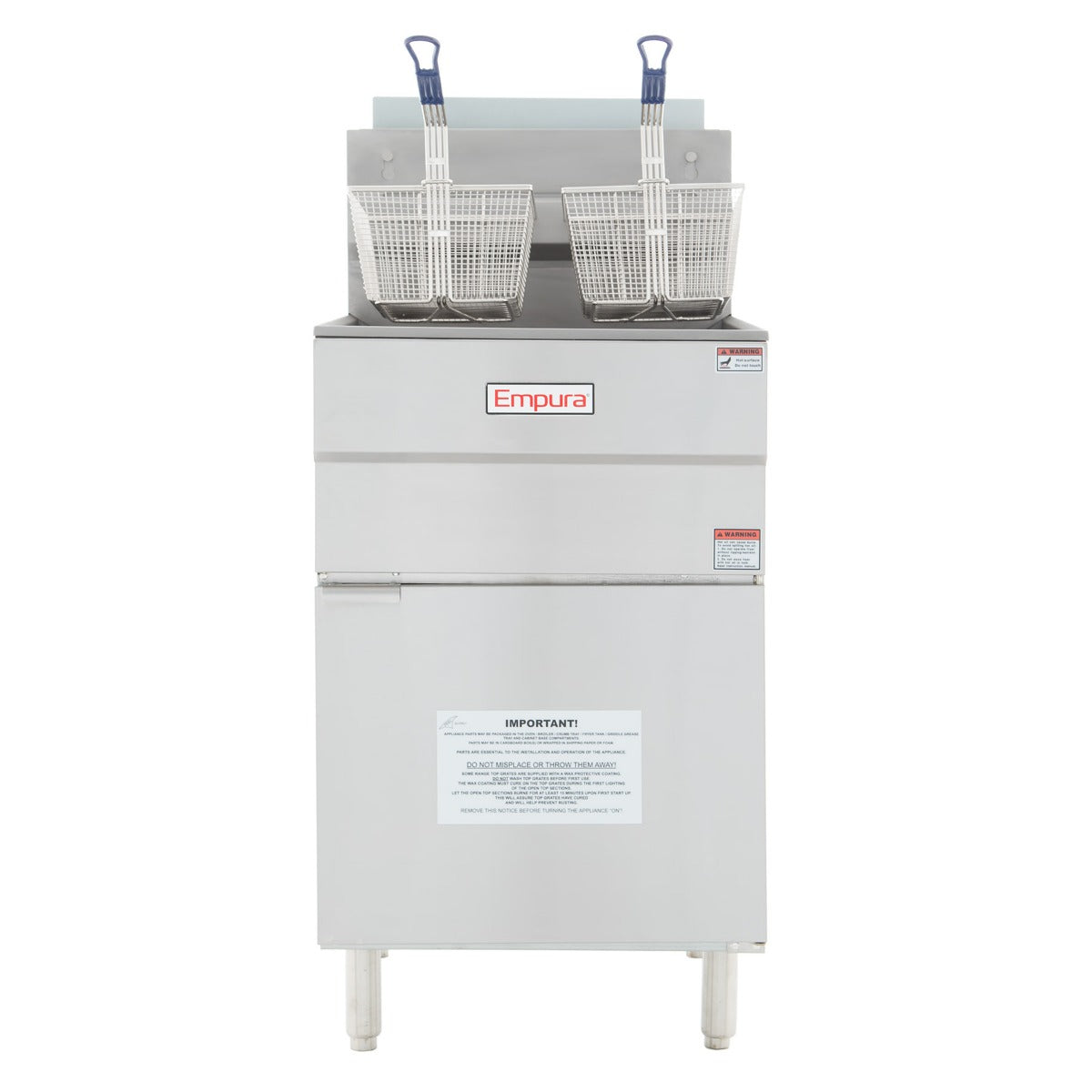80 lb. Natural Gas Commercial Stainless Steel Floor Fryer - 150,000 BTU Fryer, Gas, Floor Model, Full Pot Empura