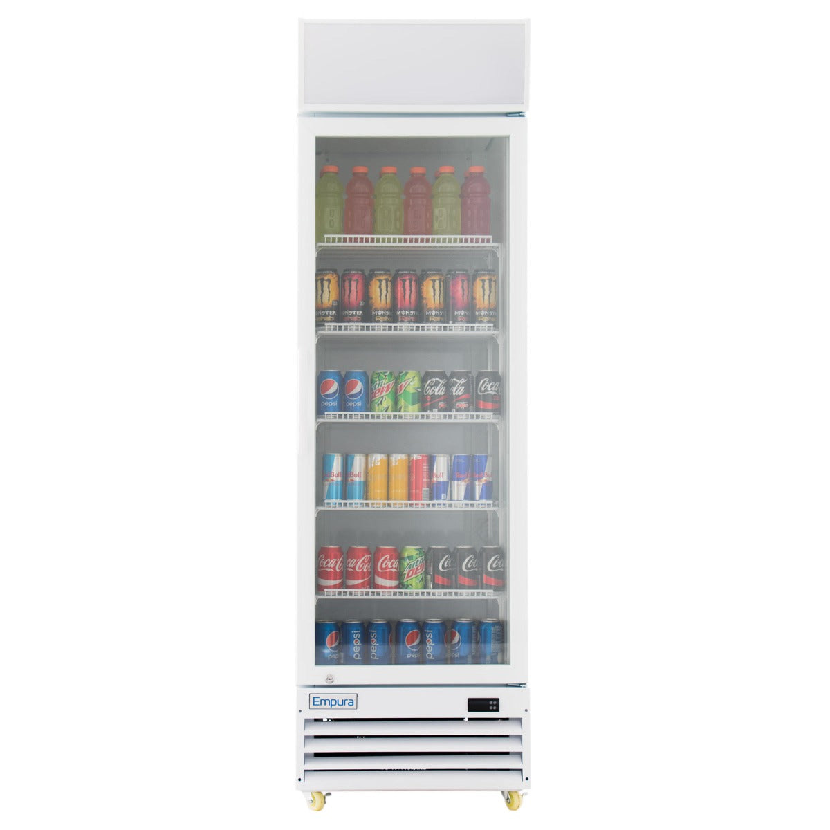 23" White Swing Commercial Glass Door Merchandiser Refrigerator - 12 cu ft Refrigerator, Merchandiser Empura