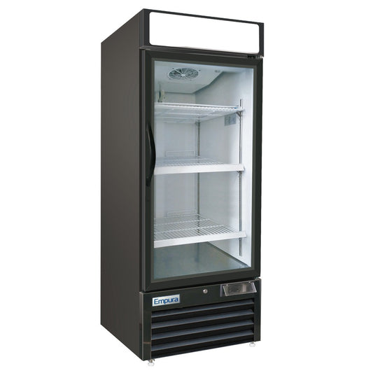 Empura E-EGM-16FB 25" Wide One-Section Black Swinging Glass Door Merchandiser Freezer With 1 Door, 16 Cubic Ft, 115 Volts