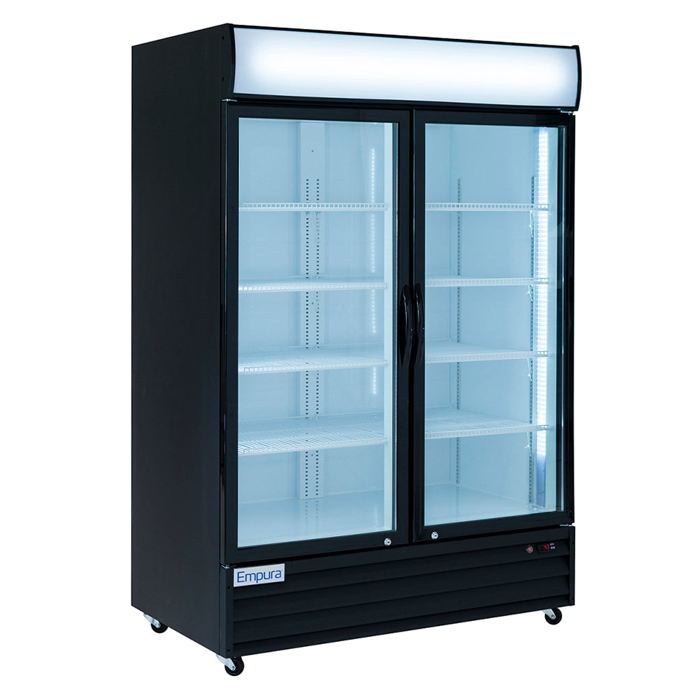 Empura EGM-50B 52.4" Wide Black Swinging Glass Door Merchandiser Refrigerator With 2 Doors, 50 Cubic Ft, 115 Volts