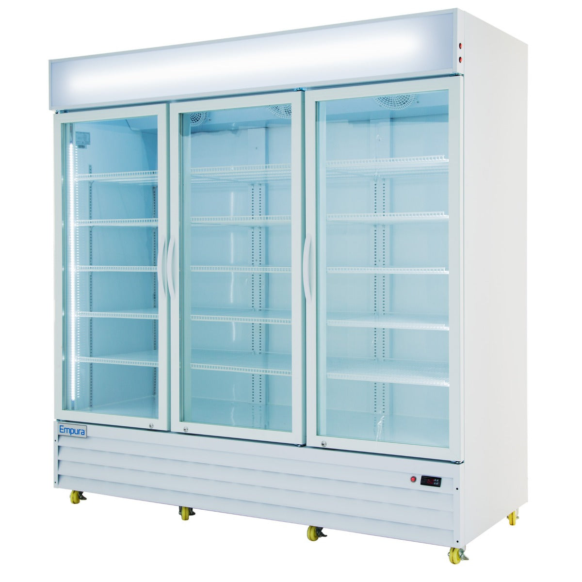 78" White Swing Commercial Glass Door Merchandiser Refrigerator - 67 cu ft Refrigerator, Merchandiser Empura