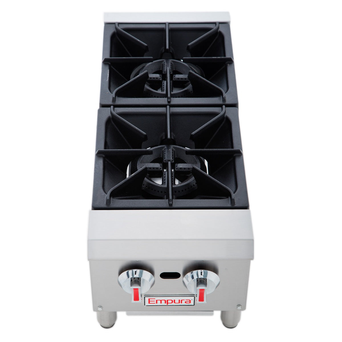 12" 2 Burner Commercial Gas Hot Plate with Cast Iron Grates - 50,000 BTU Hotplate, Countertop, Gas Empura