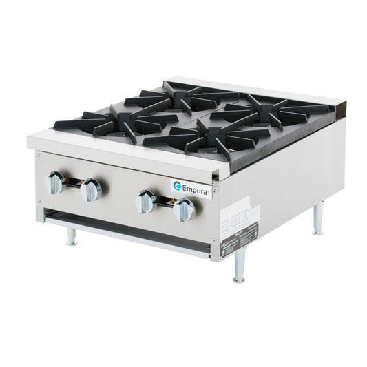 Empura EMHP4-HD 24" Stainless Steel Heavy Duty Gas Hot Plate With 4 Burners, 120,000 BTU