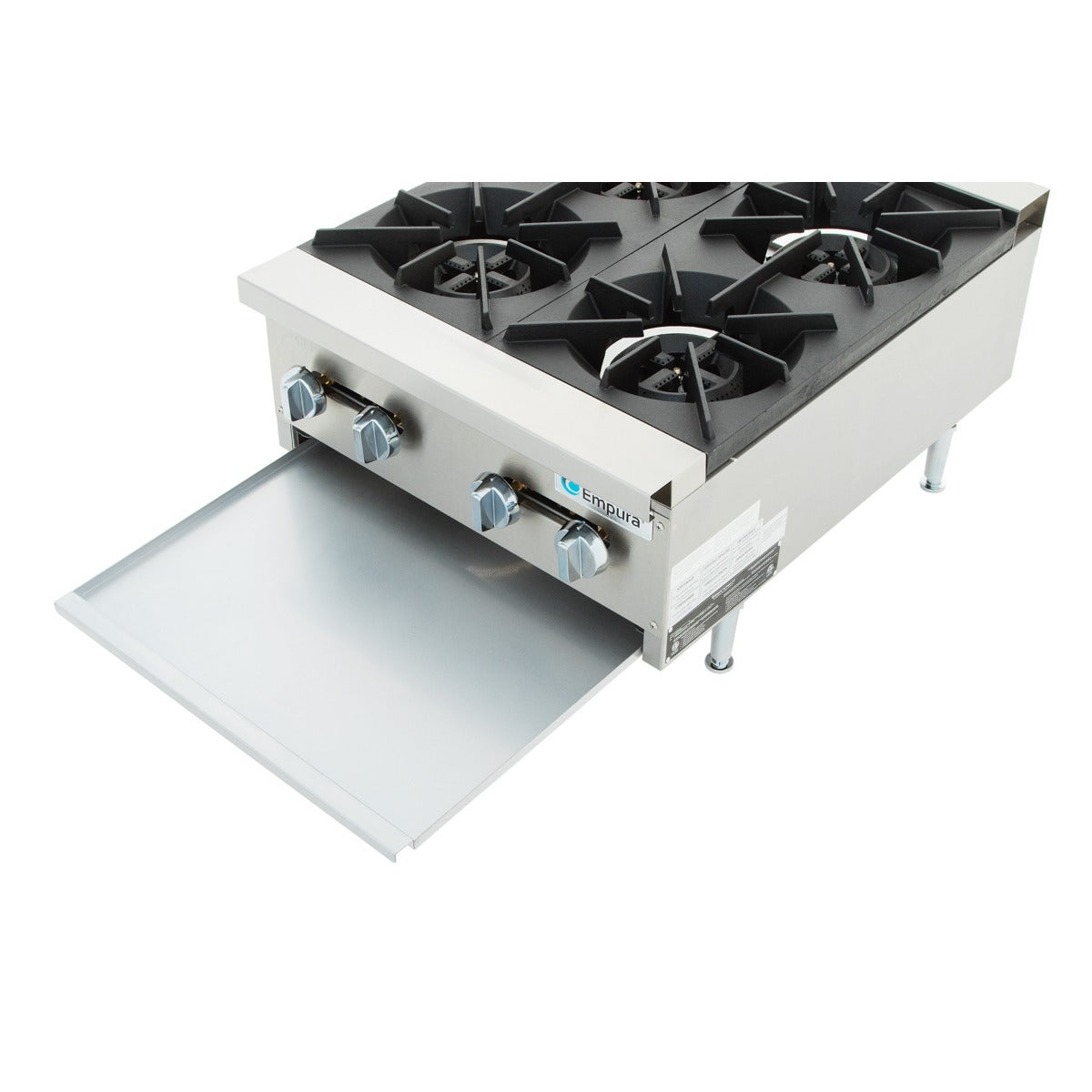 Empura EMHP4-HD 24" Stainless Steel Heavy Duty Gas Hot Plate With 4 Burners, 120,000 BTU