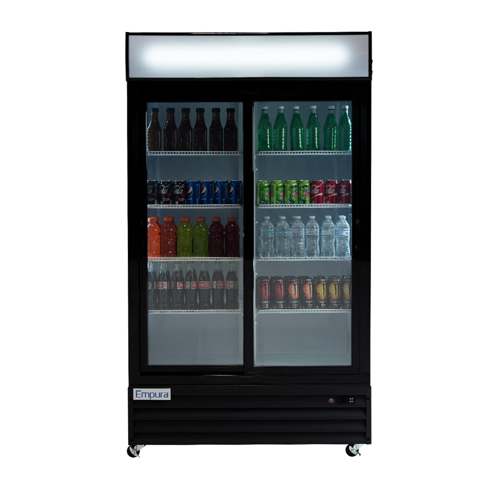 44" Black Sliding Commercial Glass Door Merchandiser Refrigerator - 35 cu ft Refrigerator, Merchandiser Empura