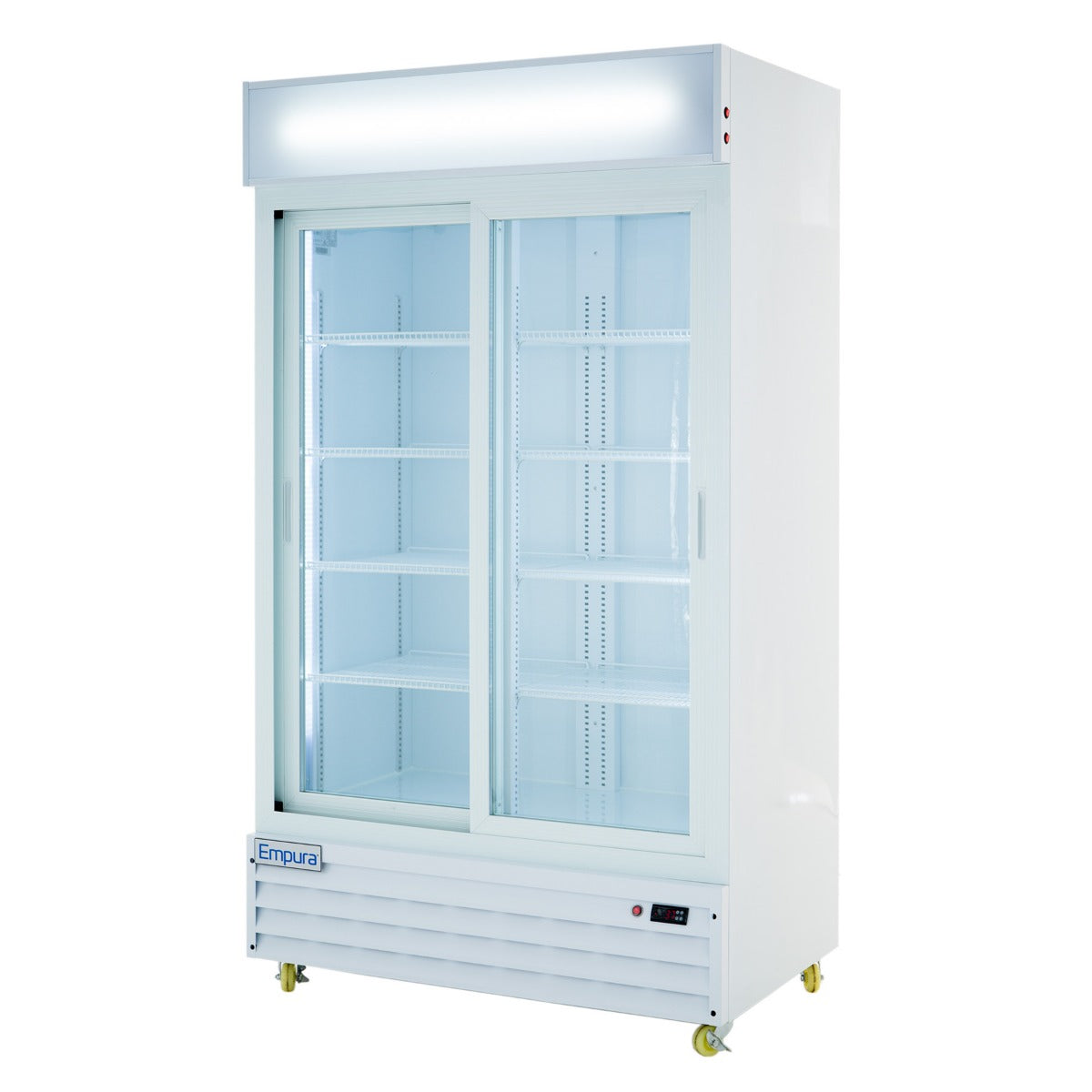 Empura ESM-36W 44.5" White Sliding Glass Door Merchandiser Refrigerator With 2 Doors, 36 Cubic Ft, 115 Volts