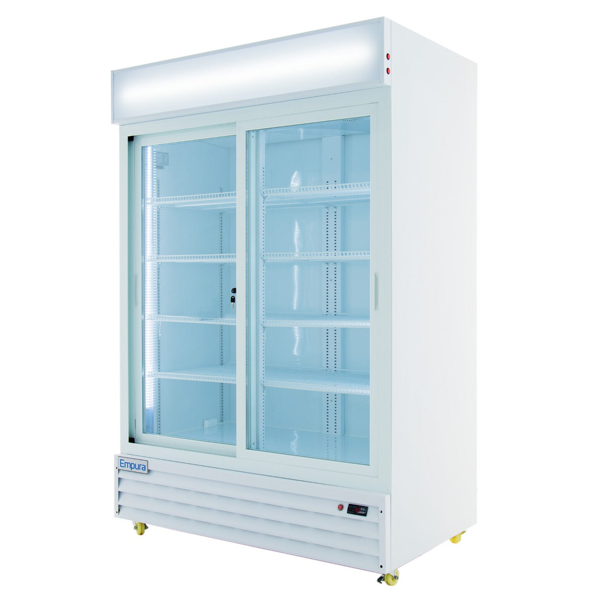 Empura ESM-42W 52.3" White Sliding Glass Door Merchandiser Refrigerator With 2 Doors, 42 Cubic Ft, 115 Volts