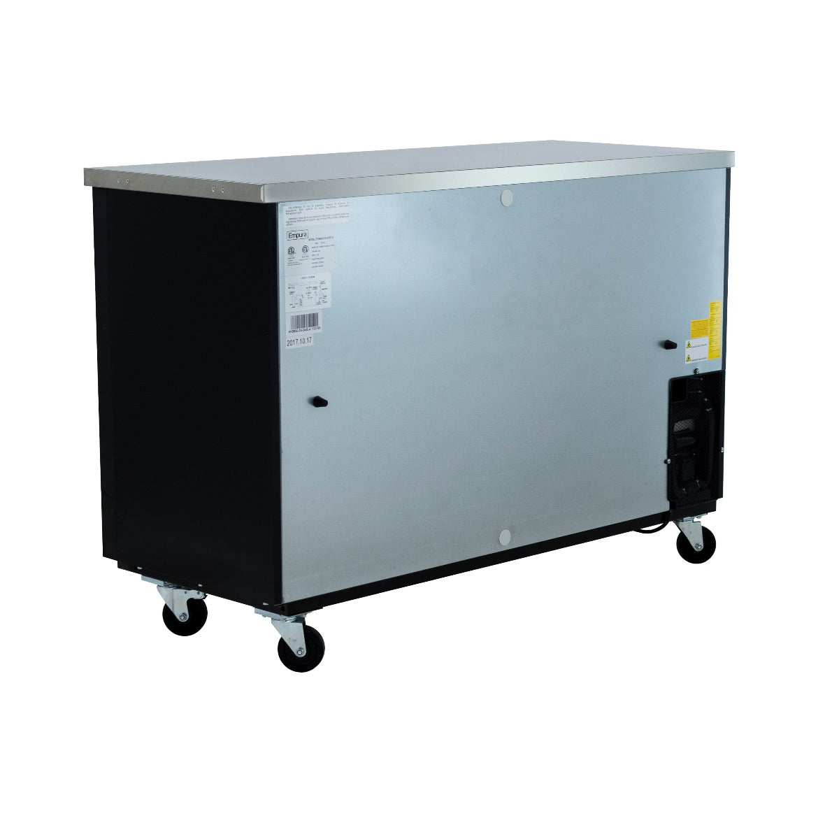 61" x 24" Sliding Glass Door Powder Coated Black Stainless Steel Commercial Back Bar Refrigerator Back Bar Cabinet, Refrigerated Empura