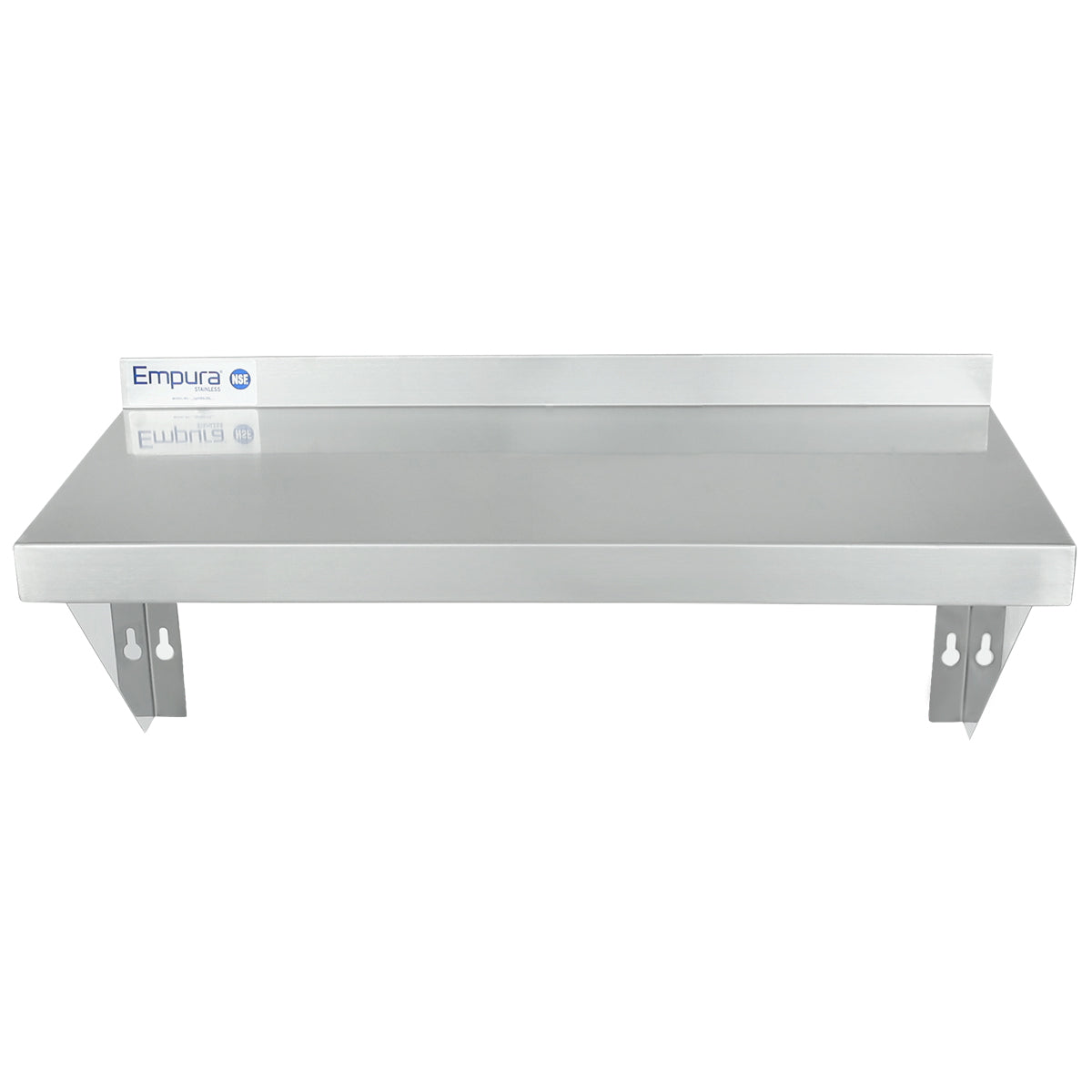 24" x 12" 18 Gauge Stainless Steel Standard Duty Wall Shelf, NSF Shelving, Wall Mounted Empura