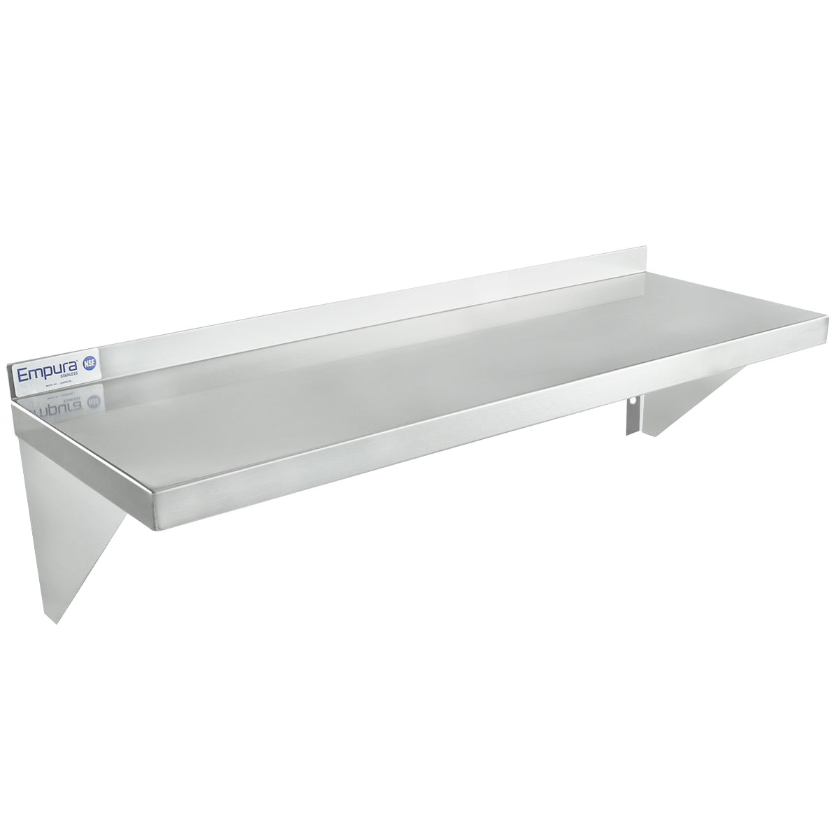 36" x 12" 18 Gauge Stainless Steel Standard Duty Wall Shelf, NSF Shelving, Wall Mounted Empura
