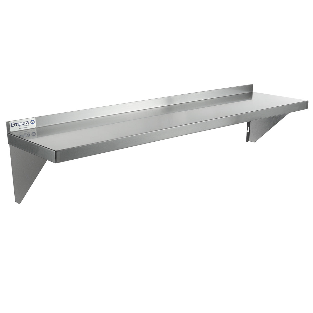 48" x 12" 18 Gauge Stainless Steel Standard Duty Wall Shelf, NSF Shelving, Wall Mounted Empura