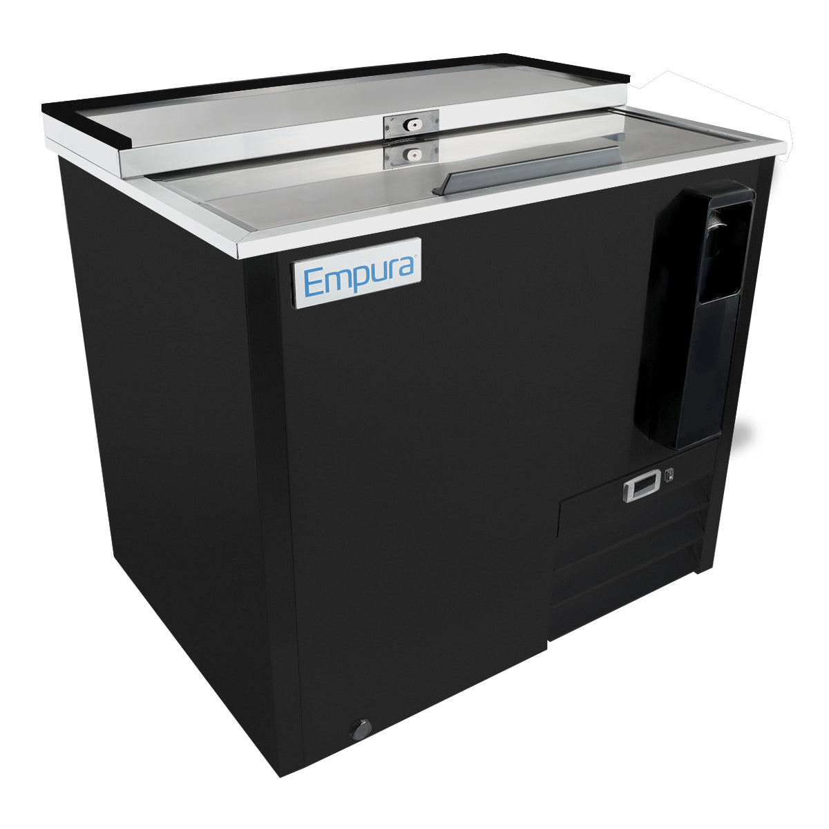 37" Powder Coated Black Stainless Steel Commercial Horizontal Bottle Cooler