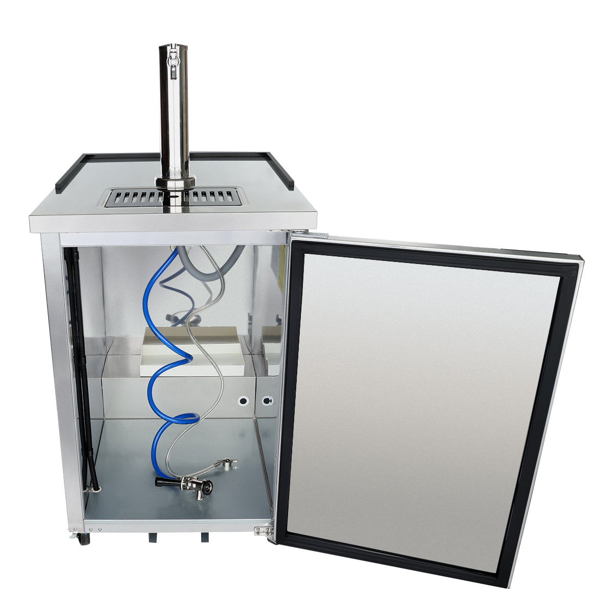 24" Single Tap Commercial Kegerator Beer Dispenser - Stainless Steel, Holds (1) 1/2 Keg