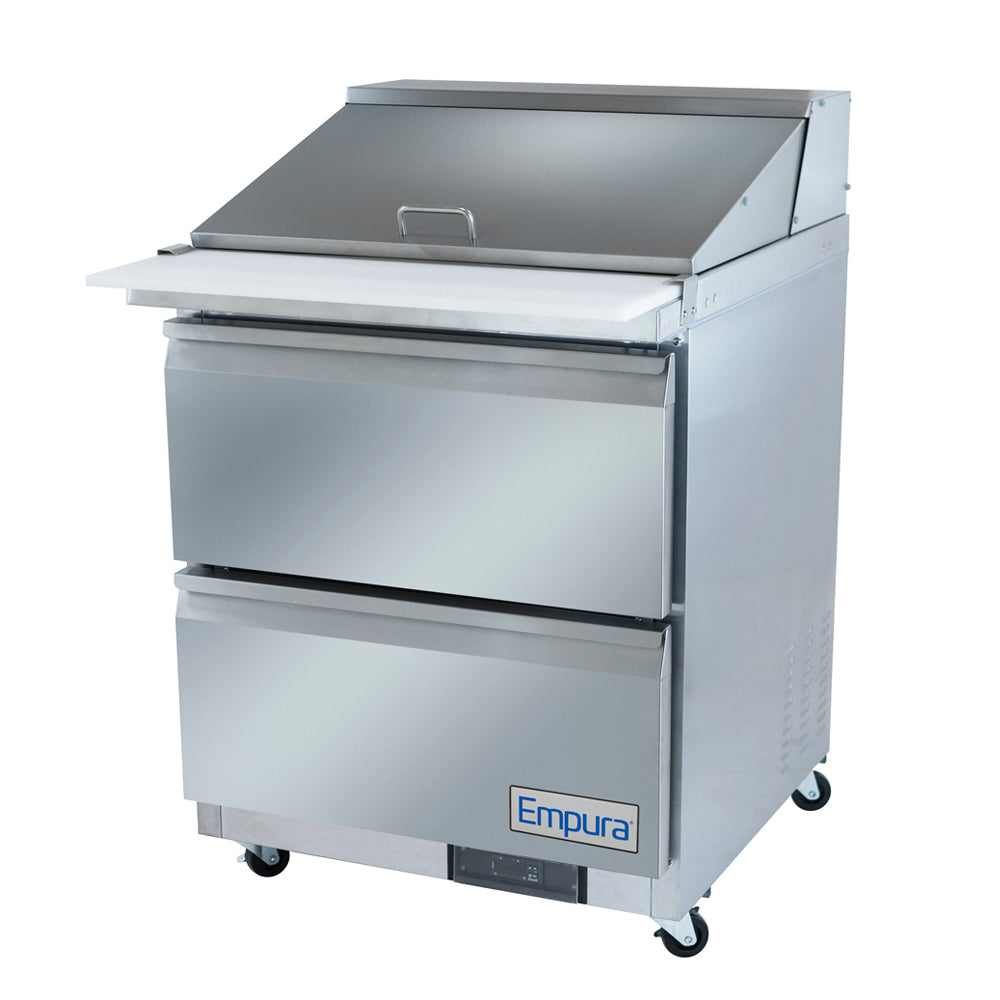 29" 2 Drawer Commercial Mega Top Refrigerated Sandwich and Salad Prep Table Refrigerated Counter, Mega Top Sandwich / Salad Unit Empura