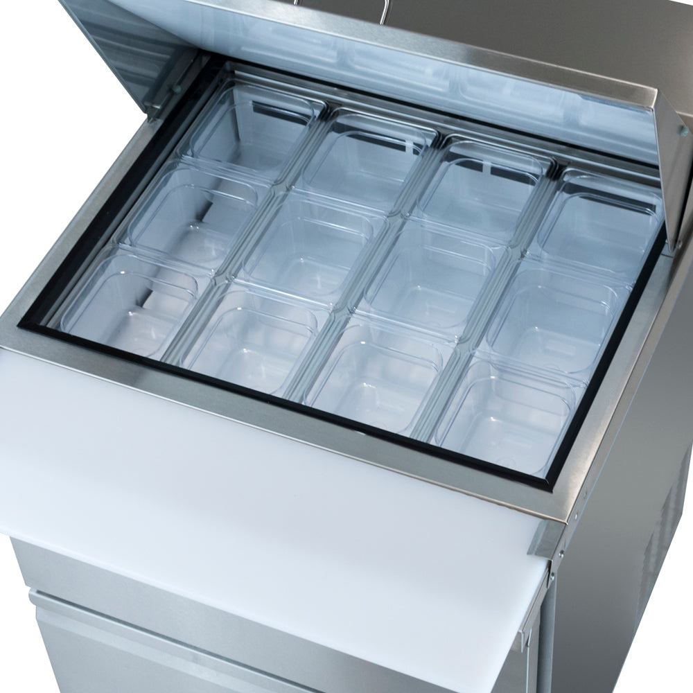 29" 2 Drawer Commercial Mega Top Refrigerated Sandwich and Salad Prep Table Refrigerated Counter, Mega Top Sandwich / Salad Unit Empura