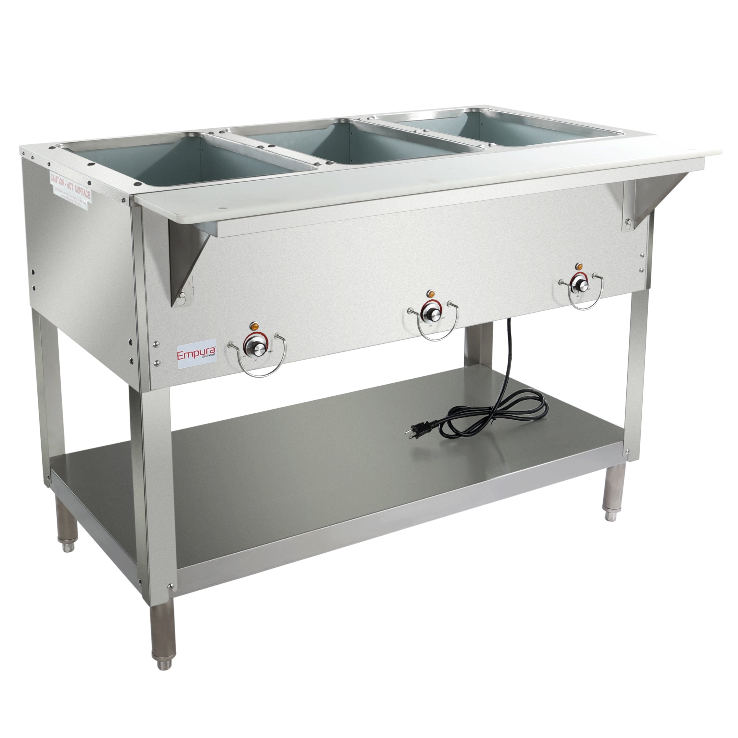 Three Pan Open Well Stainless Steel Electric Steam Table - 120V