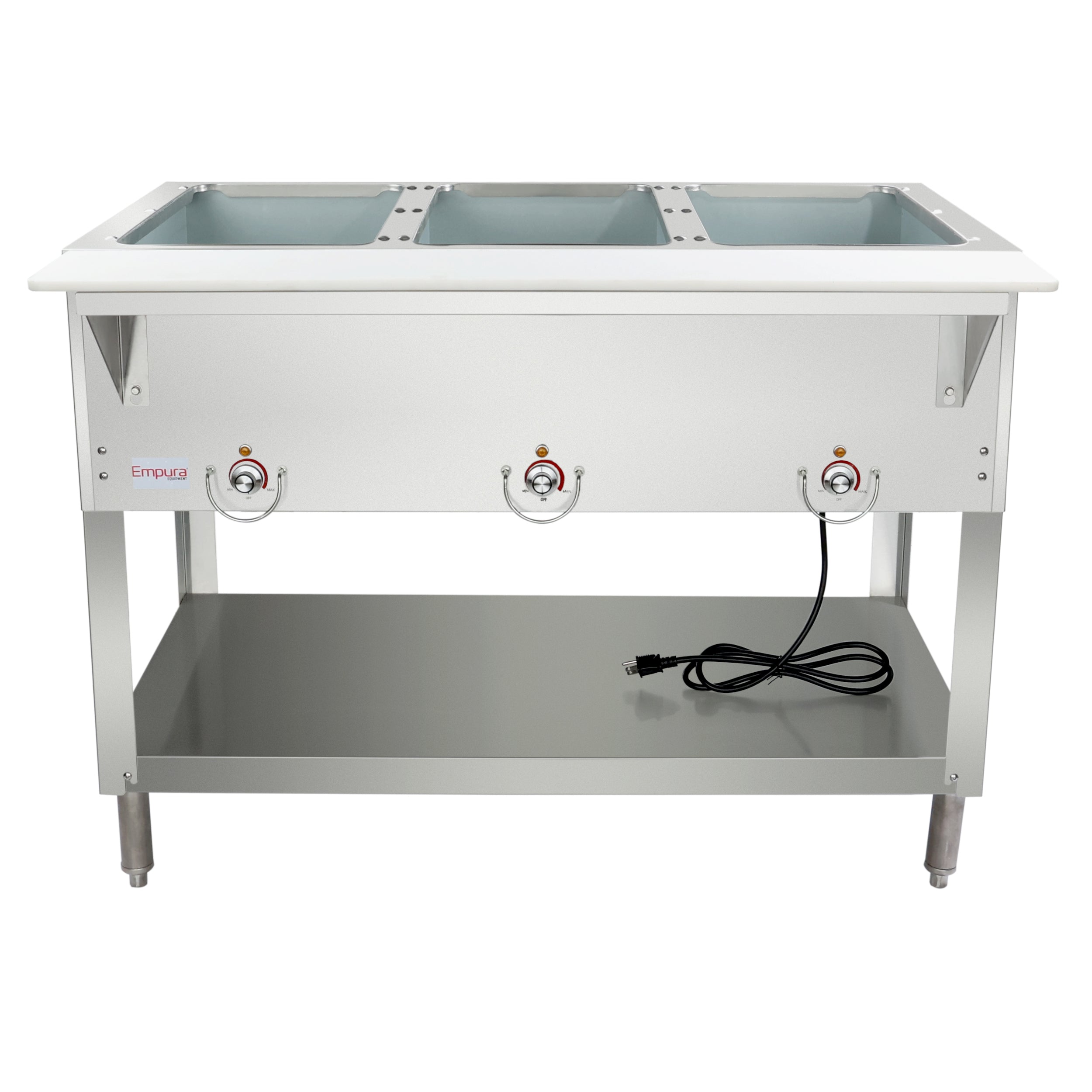 Three Pan Open Well Stainless Steel Electric Steam Table - 120V