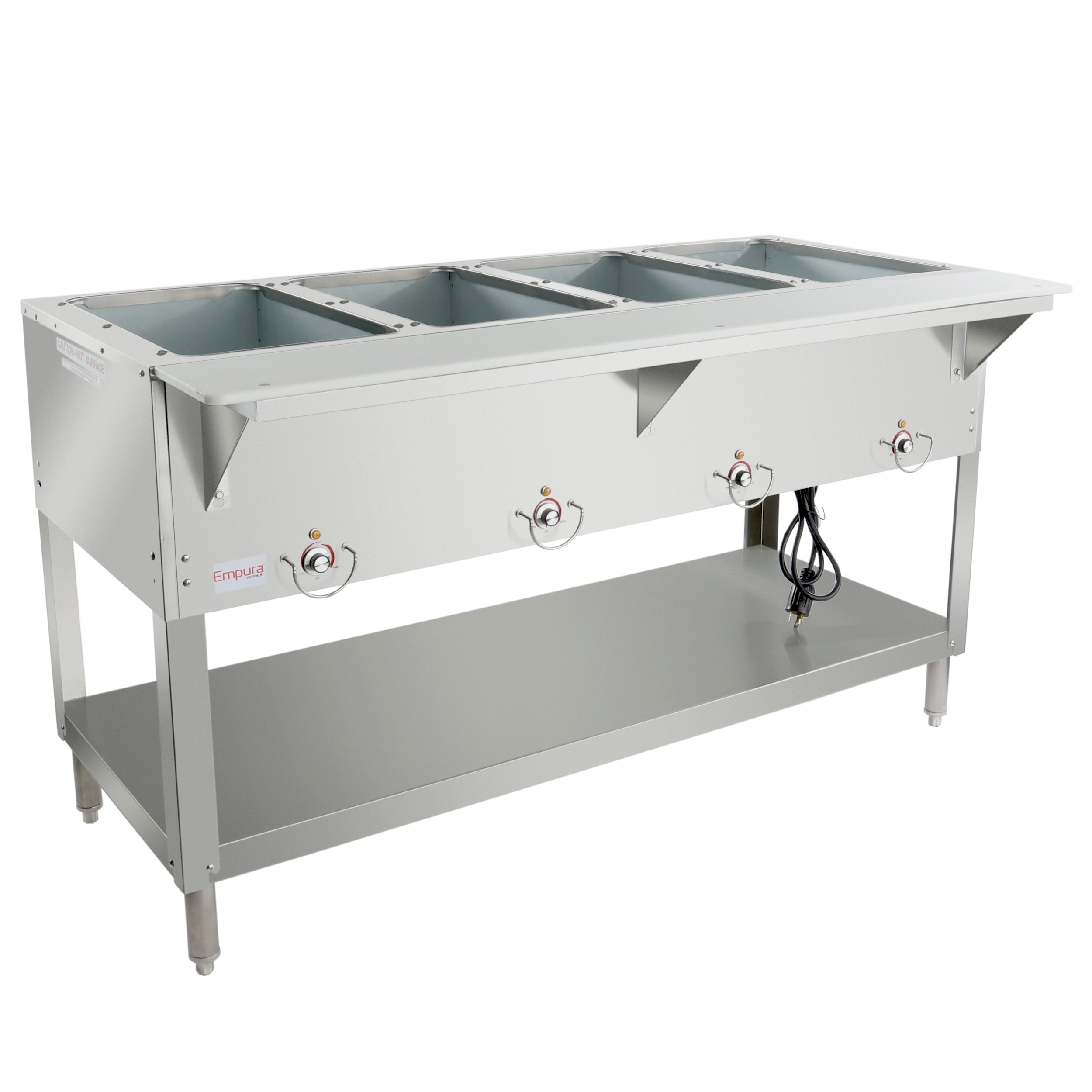 Four Pan Open Well Stainless Steel Electric Steam Table - 120V