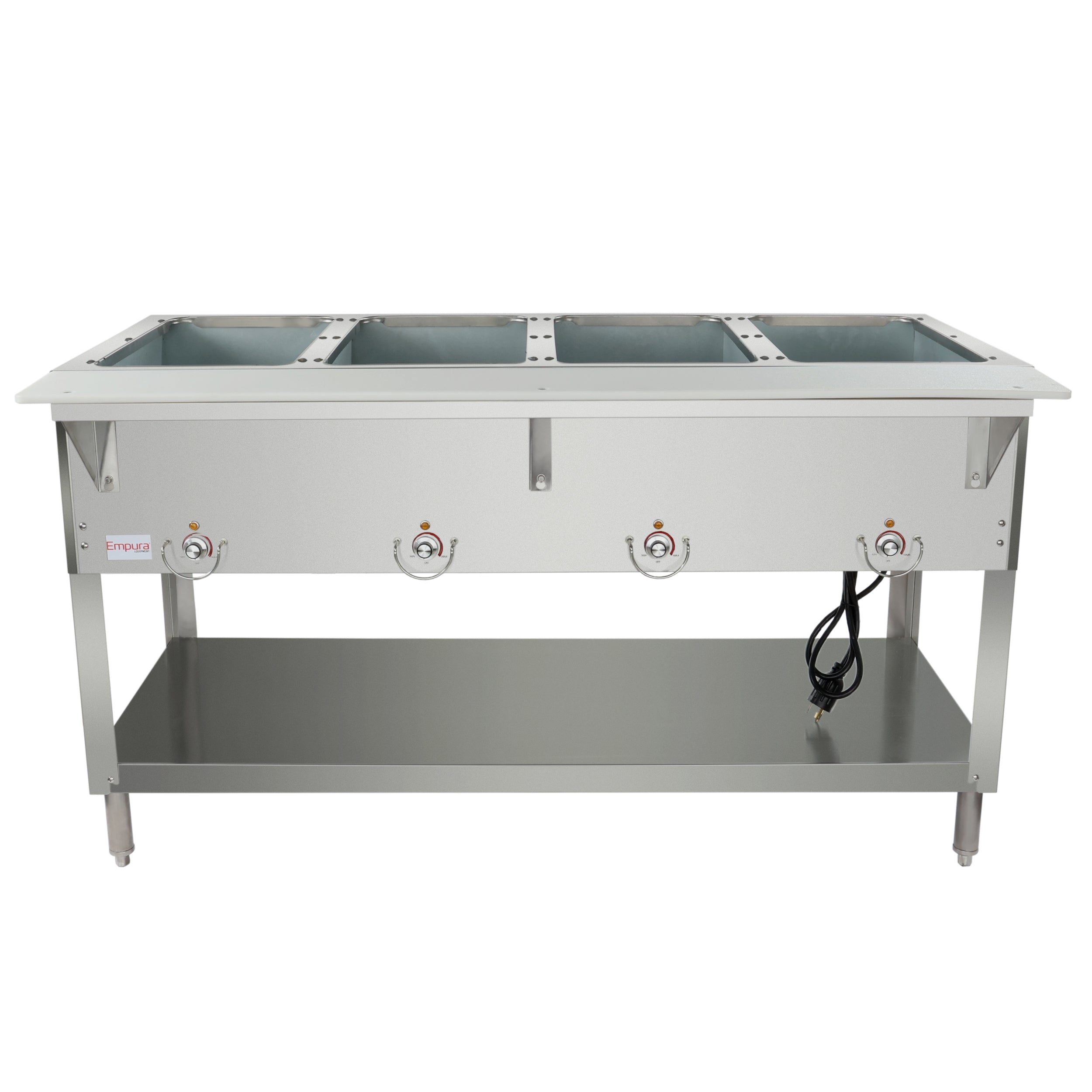 Four Pan Open Well Stainless Steel Electric Steam Table - 120V