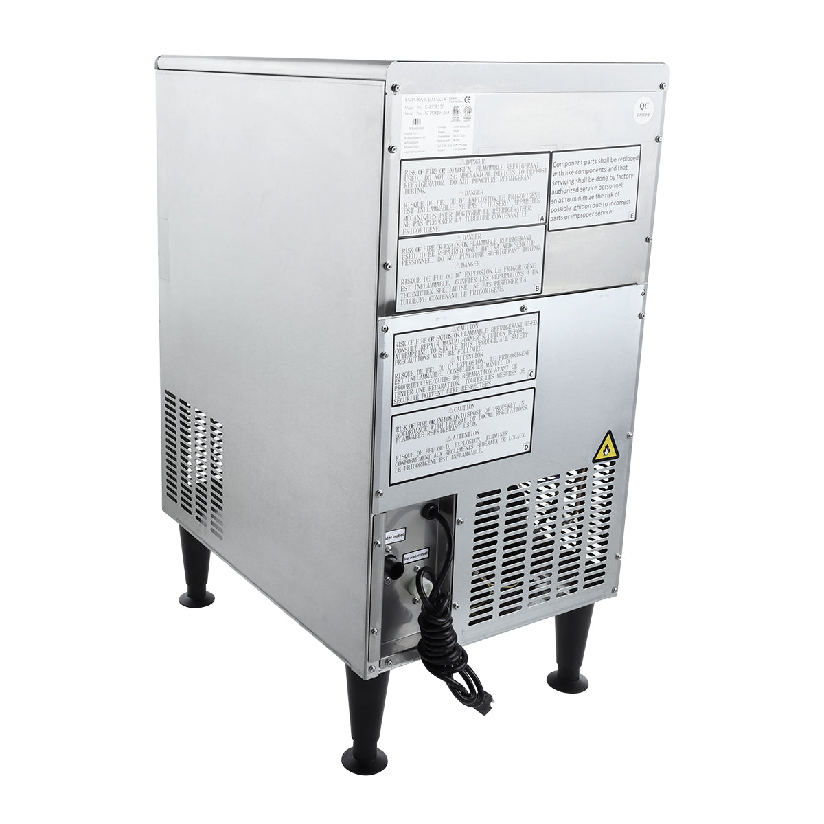 26" Air Cooled Commercial Undercounter Half Cube Ice Machine - 240 lb. Ice Maker with Bin, Cube-Style Empura
