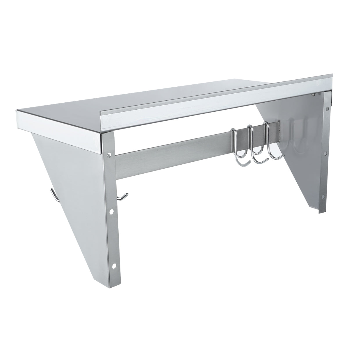 24" Wall-Mounted Pot Rack with Shelf and Galvanized Hooks, 18 Gauge Stainless Steel, NSF Pot Rack, Wall-Mounted Empura
