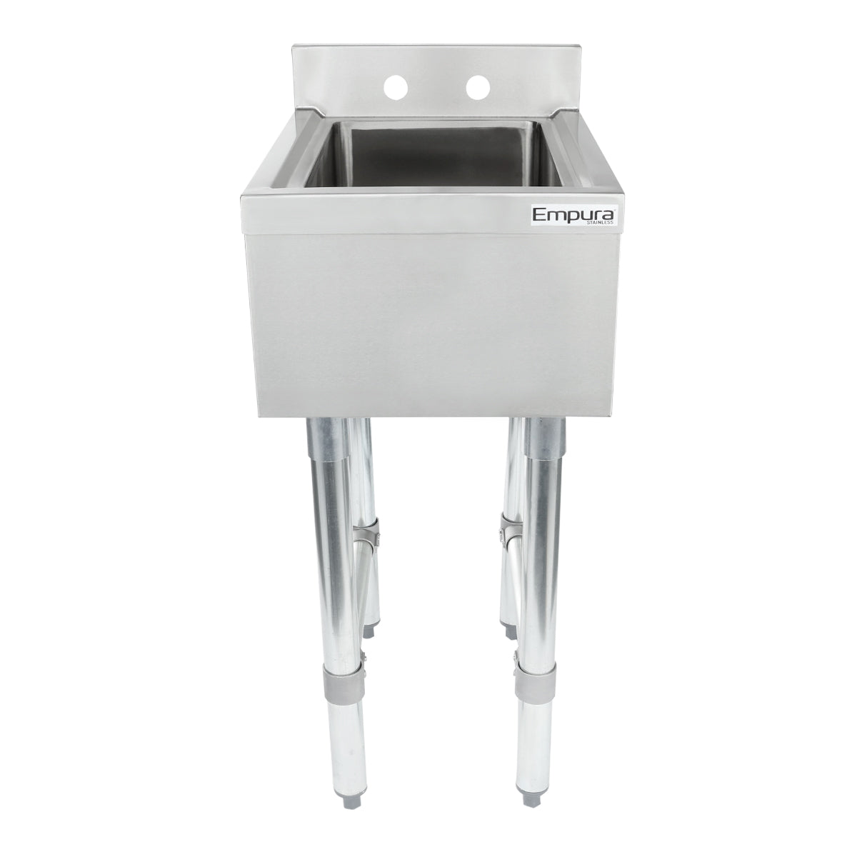 14" 18-Gauge Stainless Steel 1 Compartment Commercial Underbar Sink with Galvanized Legs, without Drainboard - 10" x 14" x 5" Bowl, NSF Underbar Sink Units Empura