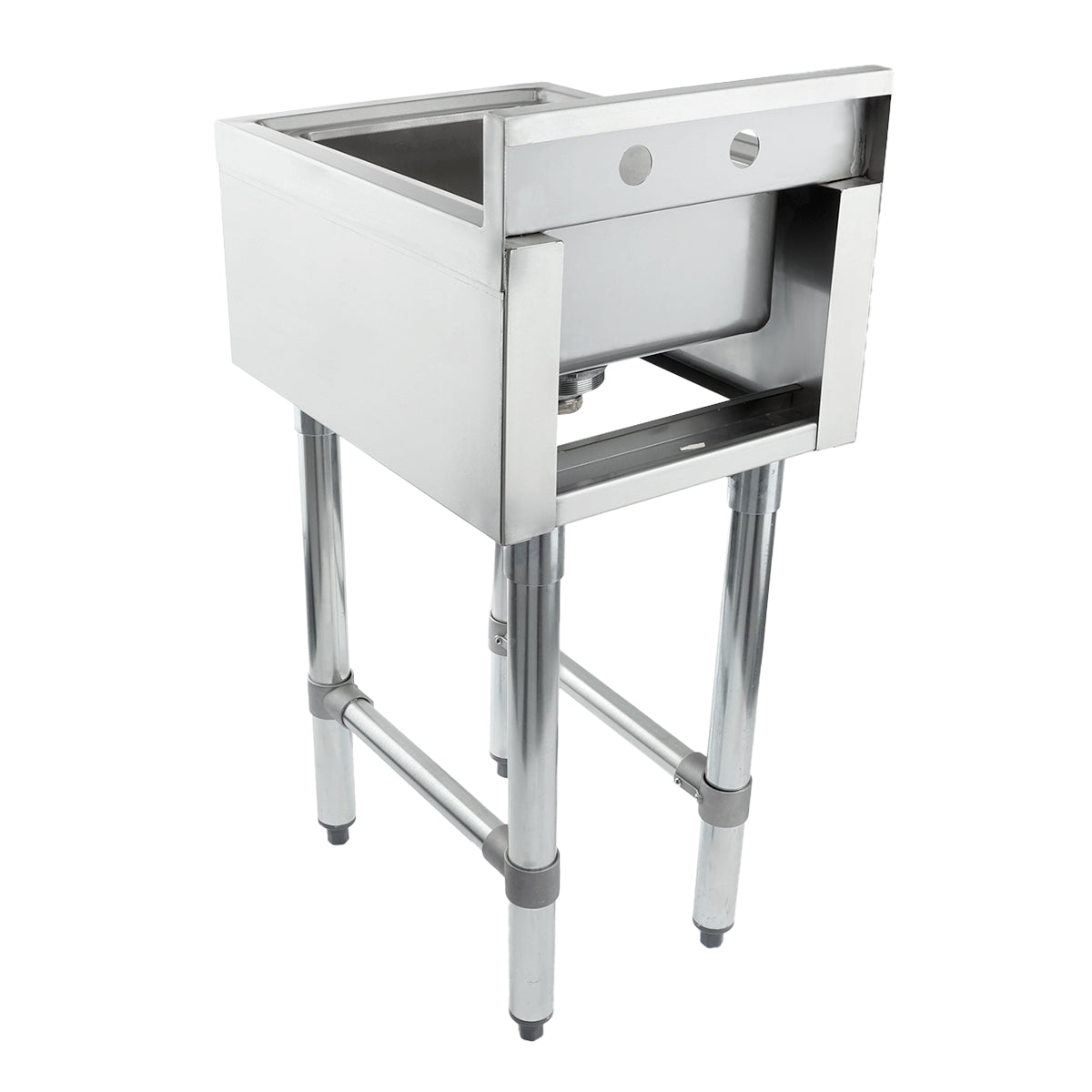 14" 18-Gauge Stainless Steel 1 Compartment Commercial Underbar Sink with Galvanized Legs, without Drainboard - 10" x 14" x 5" Bowl, NSF Underbar Sink Units Empura
