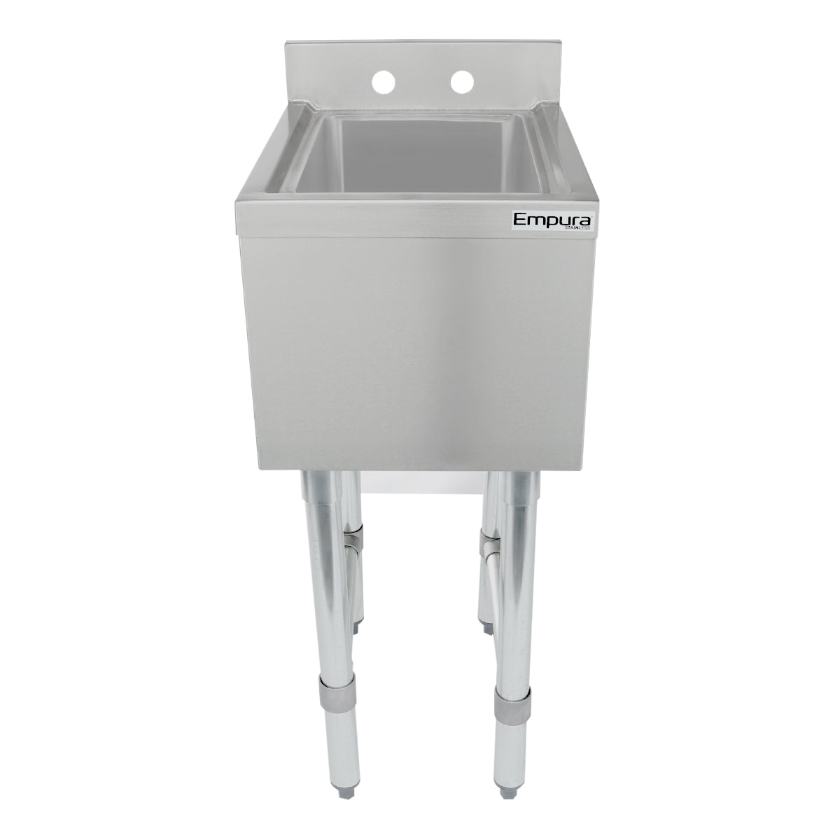 14" 18-Gauge Stainless Steel 1 Compartment Commercial Underbar Sink with Galvanized Legs, without Drainboard - 10" x 14" x 10" Bowl, NSF Underbar Sink Units Empura