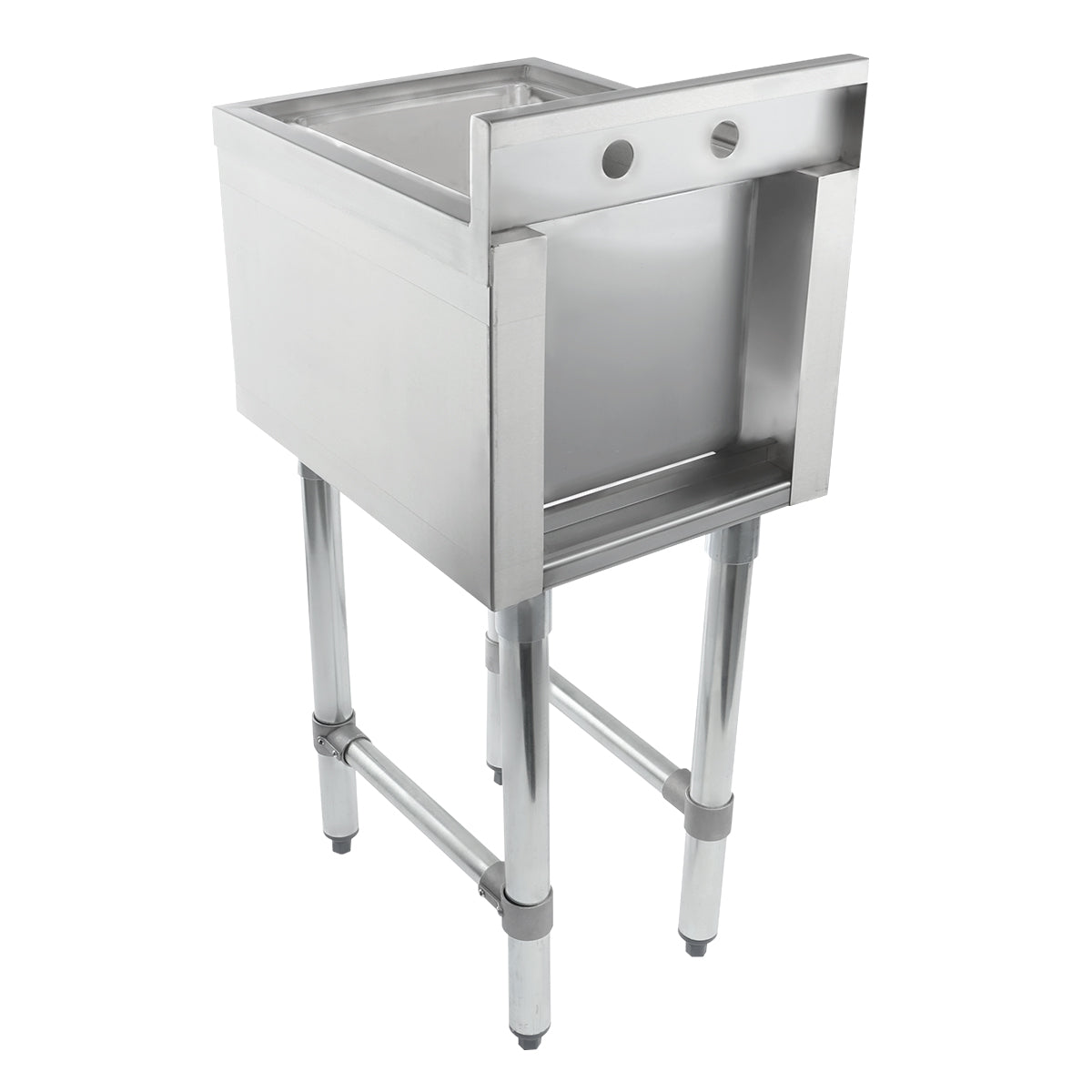 14" 18-Gauge Stainless Steel 1 Compartment Commercial Underbar Sink with Galvanized Legs, without Drainboard - 10" x 14" x 10" Bowl, NSF Underbar Sink Units Empura