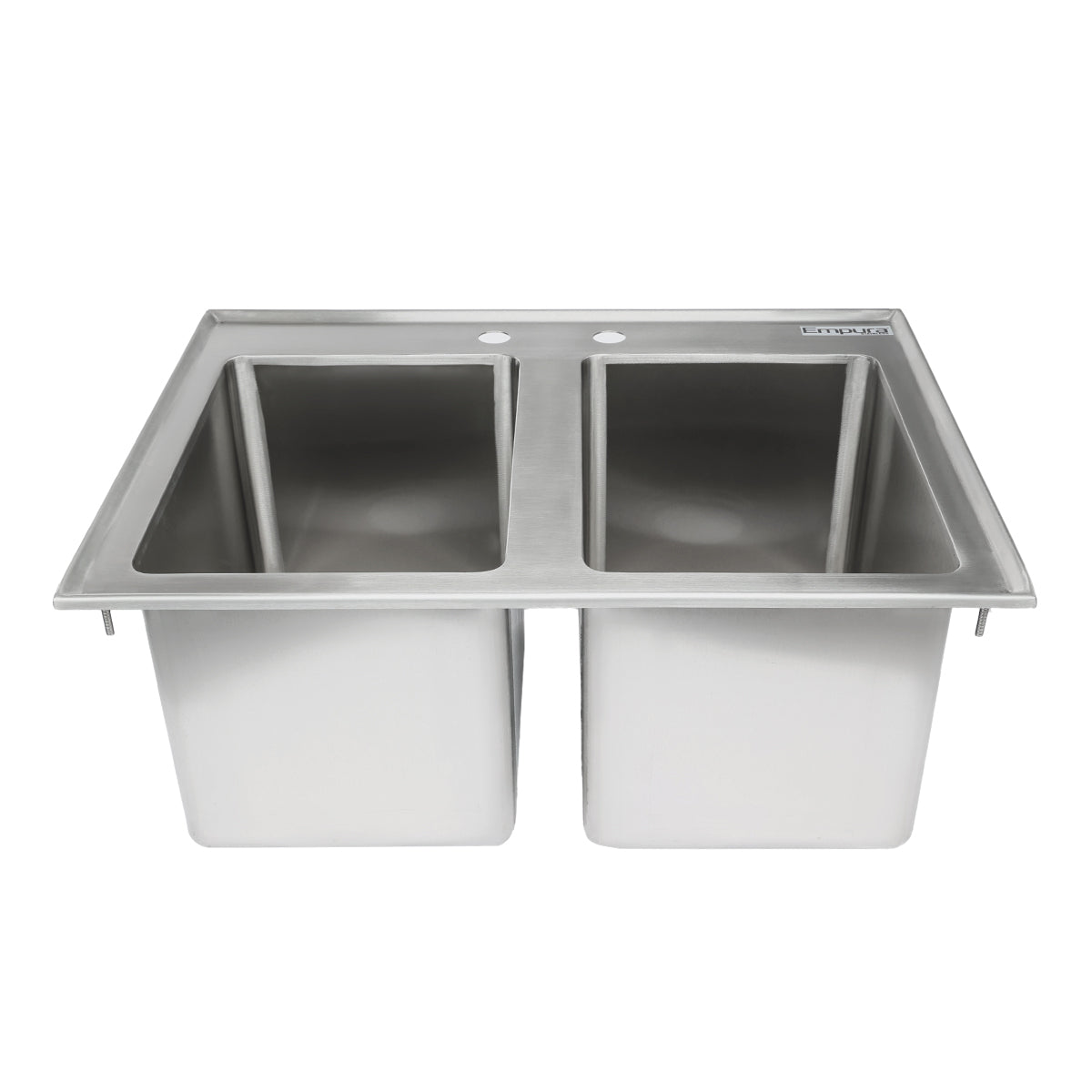 10" x 14" x 10" 16 Gauge Stainless Steel Commercial Two Compartment Drop-In Sink, NSF Sink, Drop-In Empura