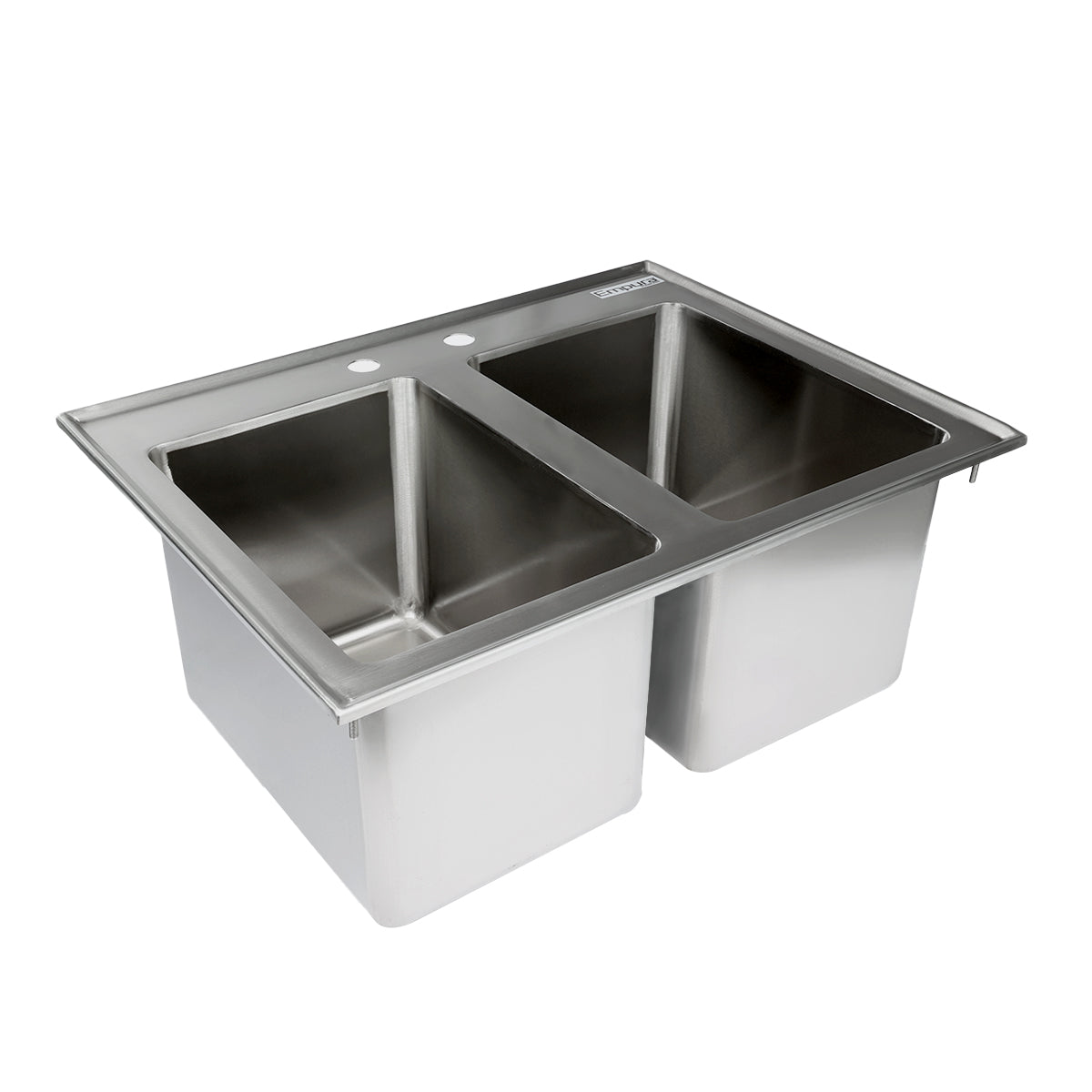 10" x 14" x 10" 16 Gauge Stainless Steel Commercial Two Compartment Drop-In Sink, NSF Sink, Drop-In Empura