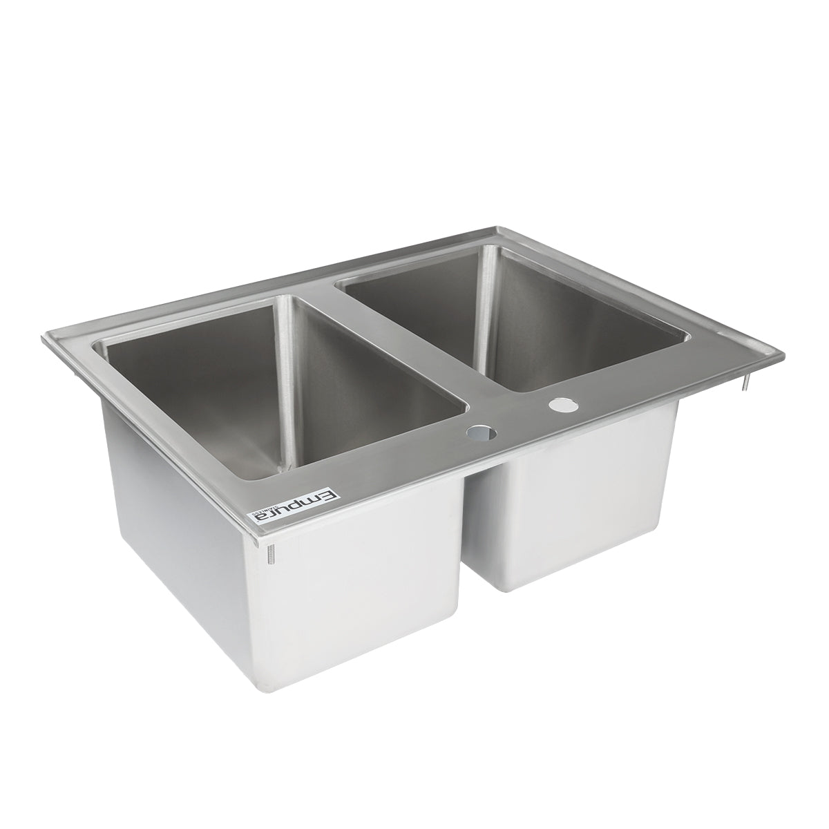 10" x 14" x 10" 16 Gauge Stainless Steel Commercial Two Compartment Drop-In Sink, NSF Sink, Drop-In Empura
