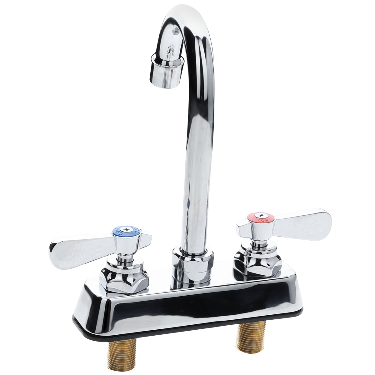 Deck-Mounted Commercial Faucet with 4" Centers and 3 1/2" Swivel Gooseneck Spout, NSF Faucet, Deck Mount Empura