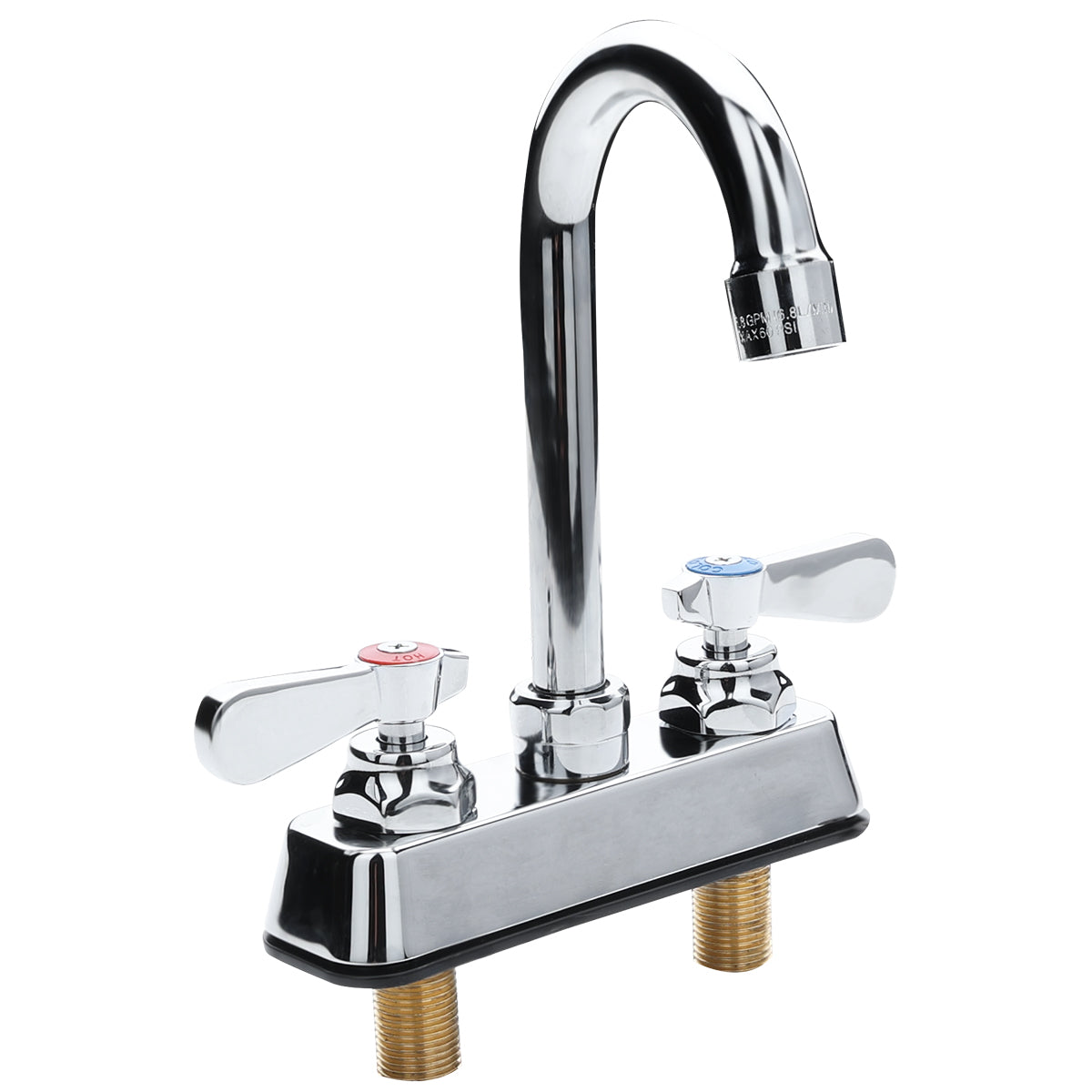 Deck-Mounted Commercial Faucet with 4" Centers and 3 1/2" Swivel Gooseneck Spout, NSF Faucet, Deck Mount Empura