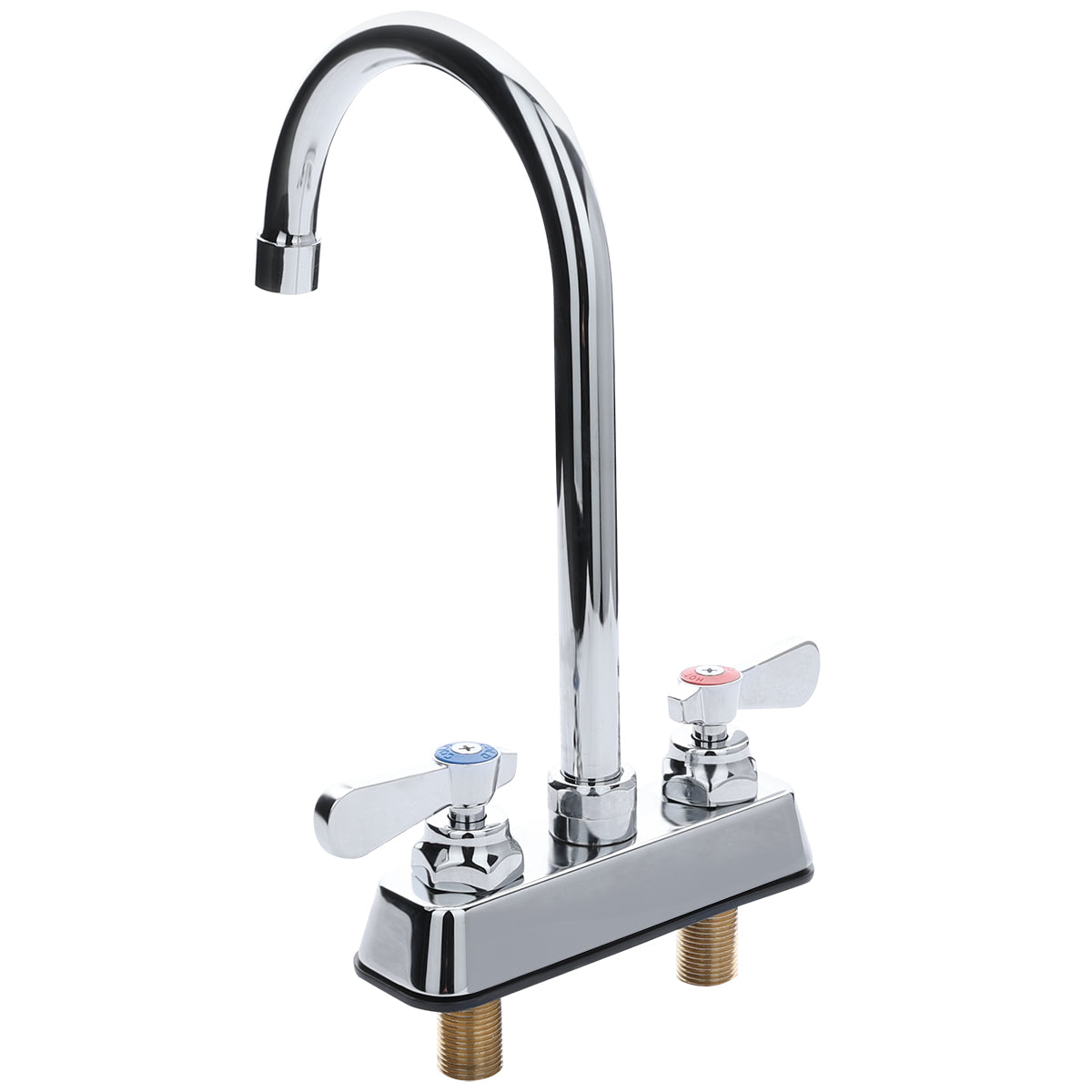 Deck-Mounted Commercial Faucet with 4" Centers and 6" Swivel Gooseneck Spout, NSF Faucet, Deck Mount Empura
