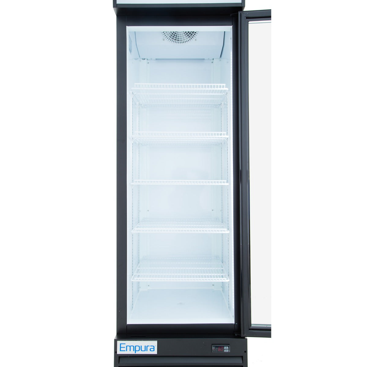 23" Black Swing Commercial Glass Door Merchandiser Refrigerator - 12 cu ft Refrigerator, Merchandiser Empura