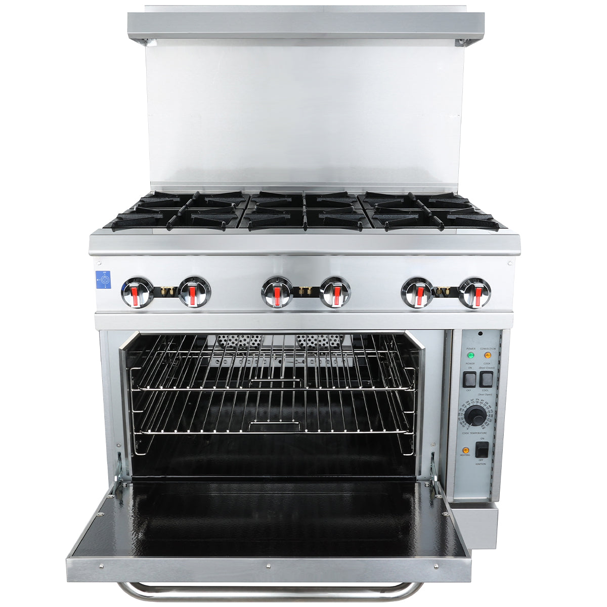 36" 6 Burner Commercial Liquid Propane Range with Convention Oven Base - 211,000 BTU Range, 36" Restaurant, Gas Empura