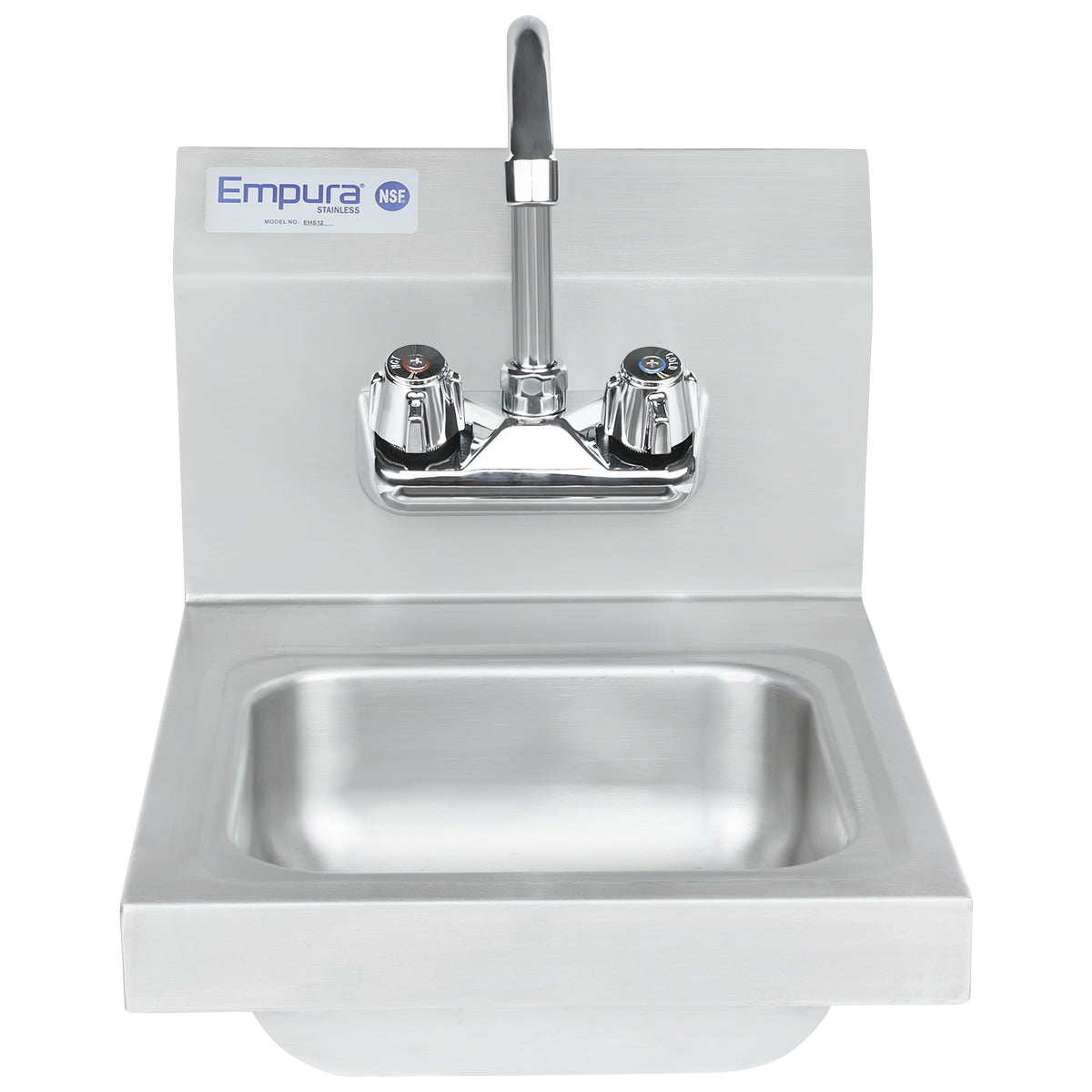 12" Wall Mounted Commercial 20 Gauge Stainless Hand Sink with Gooseneck Faucet, NSF Sink, Hand Empura