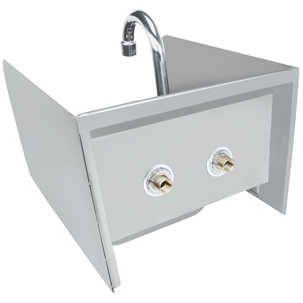 12" Wall Mounted Commercial 20 Gauge Stainless Hand Sink with Gooseneck Faucet Wrist Handles and Side Splashes, NSF Sink, Hand Empura