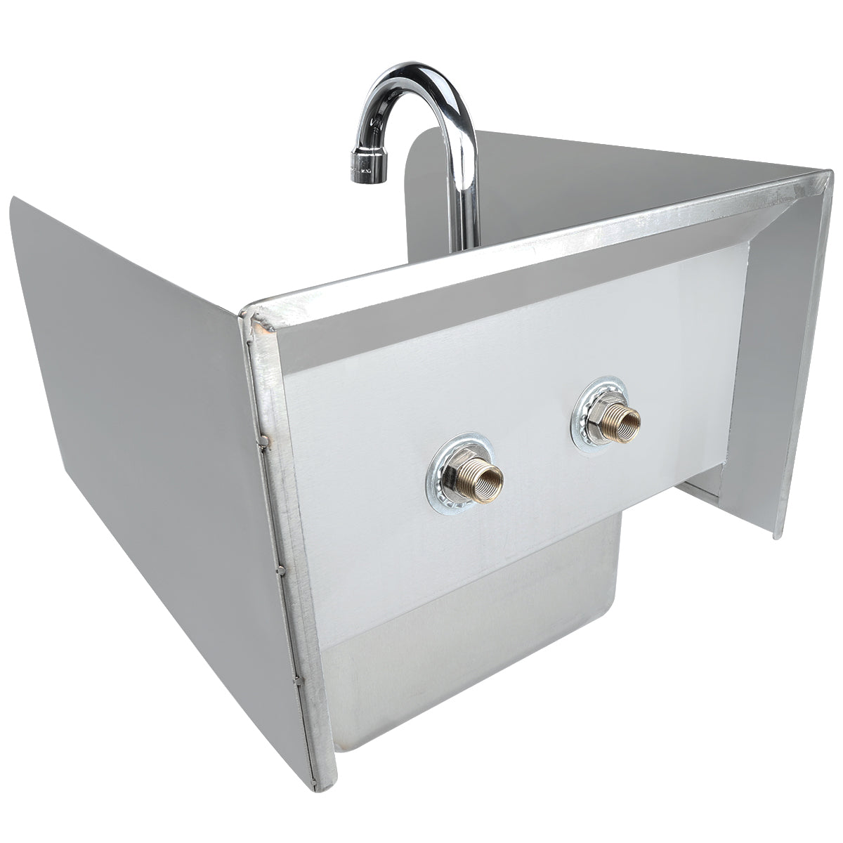 14" Wall Mounted Commercial 20 Gauge Stainless Hand Sink with Gooseneck Faucet Wrist Handles and Side Splashes, NSF Sink, Hand Empura