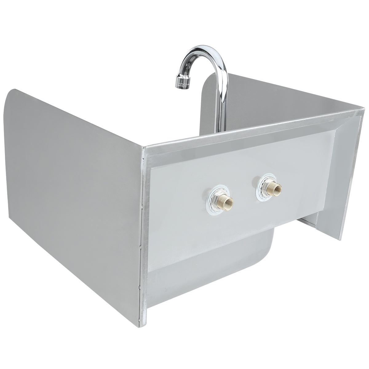 17" Wall Mounted Commercial 20 Gauge Stainless Hand Sink with Gooseneck Faucet Wrist Handles and Side Splashes, NSF Sink, Hand Empura