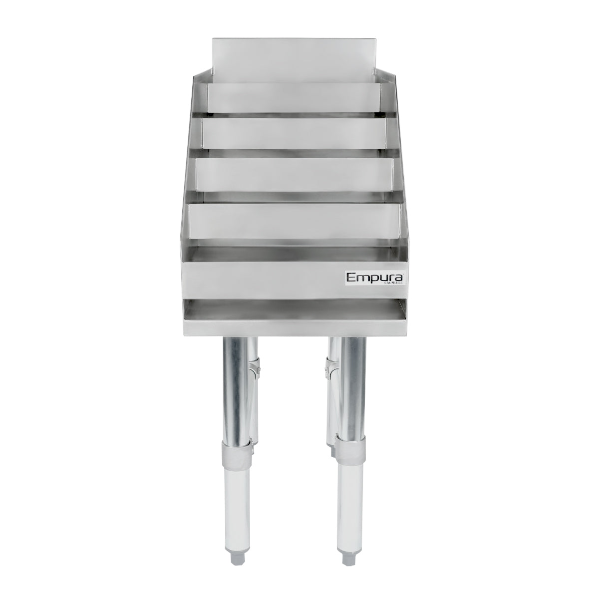 12" Five-Tiered Stainless Steel Commercial Liquor Display Rack, NSF Underbar Bottle Storage Display Unit Empura